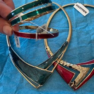 Gold and Red Jewelry Set